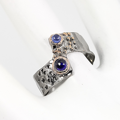 Edelstein filigranes Saphir Ring 925 Silber fac wertvoll neu breites Design