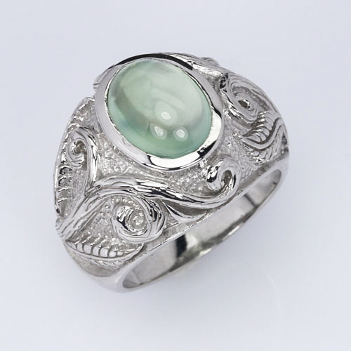Ring Smaragd & Weiß Topas 925 Sterling Silber  ANTIK STYLE 